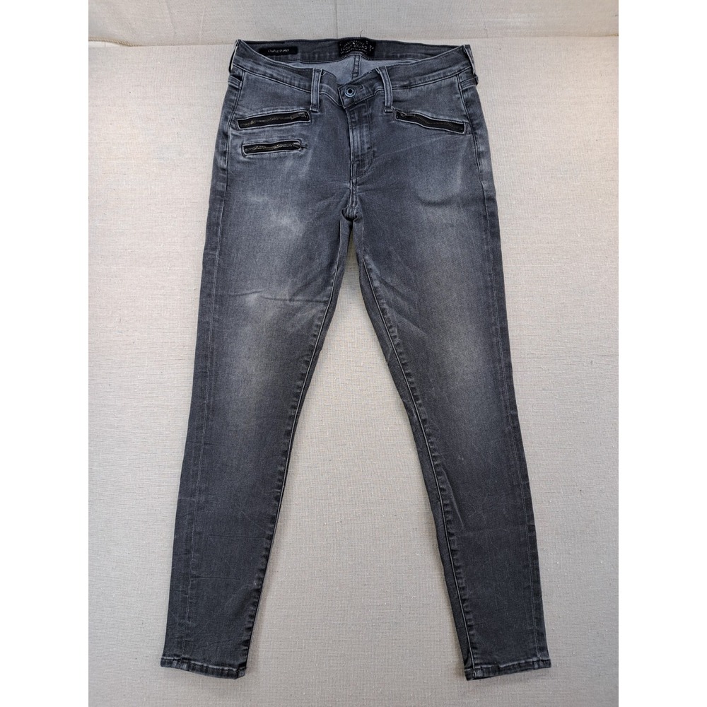 Lucky Brand Jeans 10/30 Charlie Super Skinny Womens Denim Gray Moto Zipper W30"